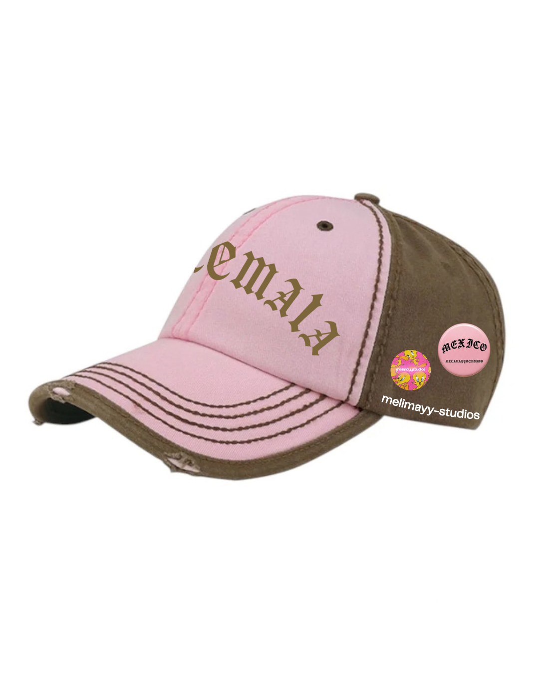 Pink distressed Guatemala hat