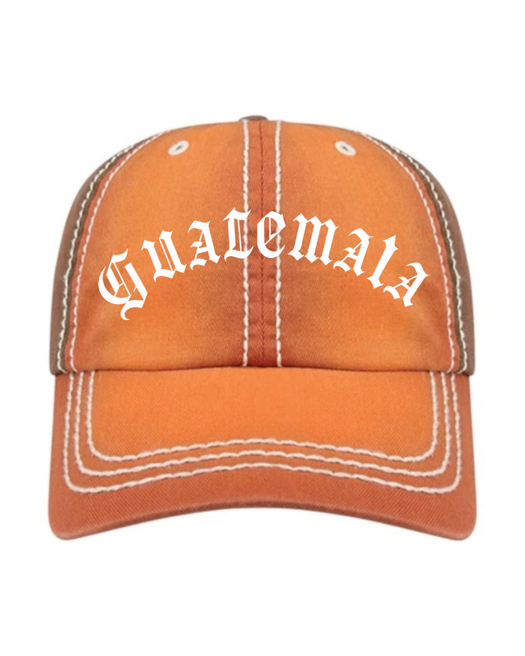 Orange distressed Guatemala hat