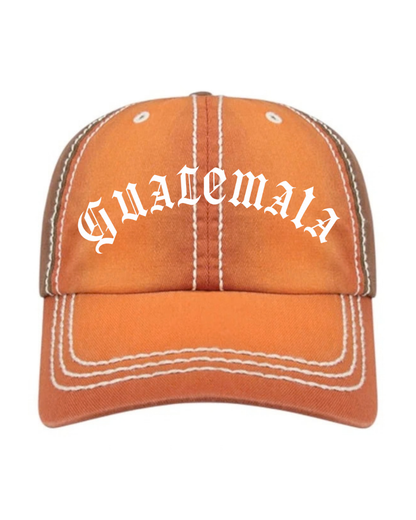 Orange distressed Guatemala hat