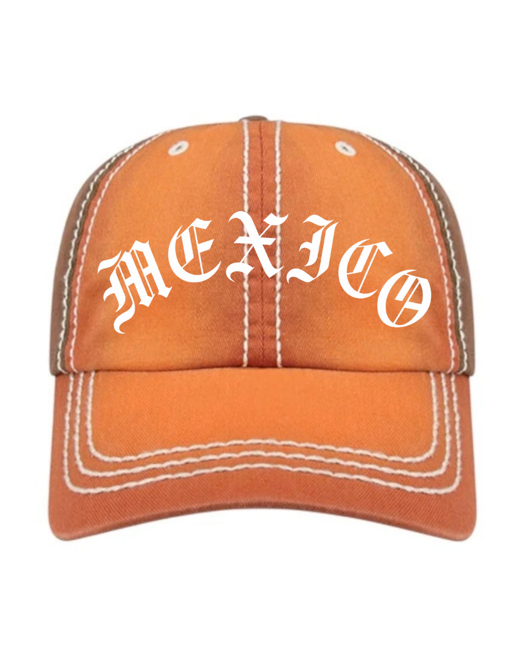 Orange distressed Mexico hat