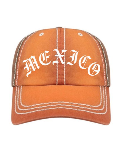 Orange distressed Mexico hat