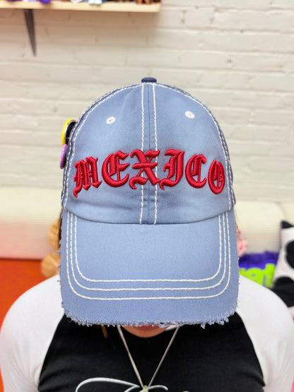 Blue distressed Mexico hat
