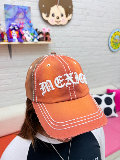 Orange distressed Mexico hat