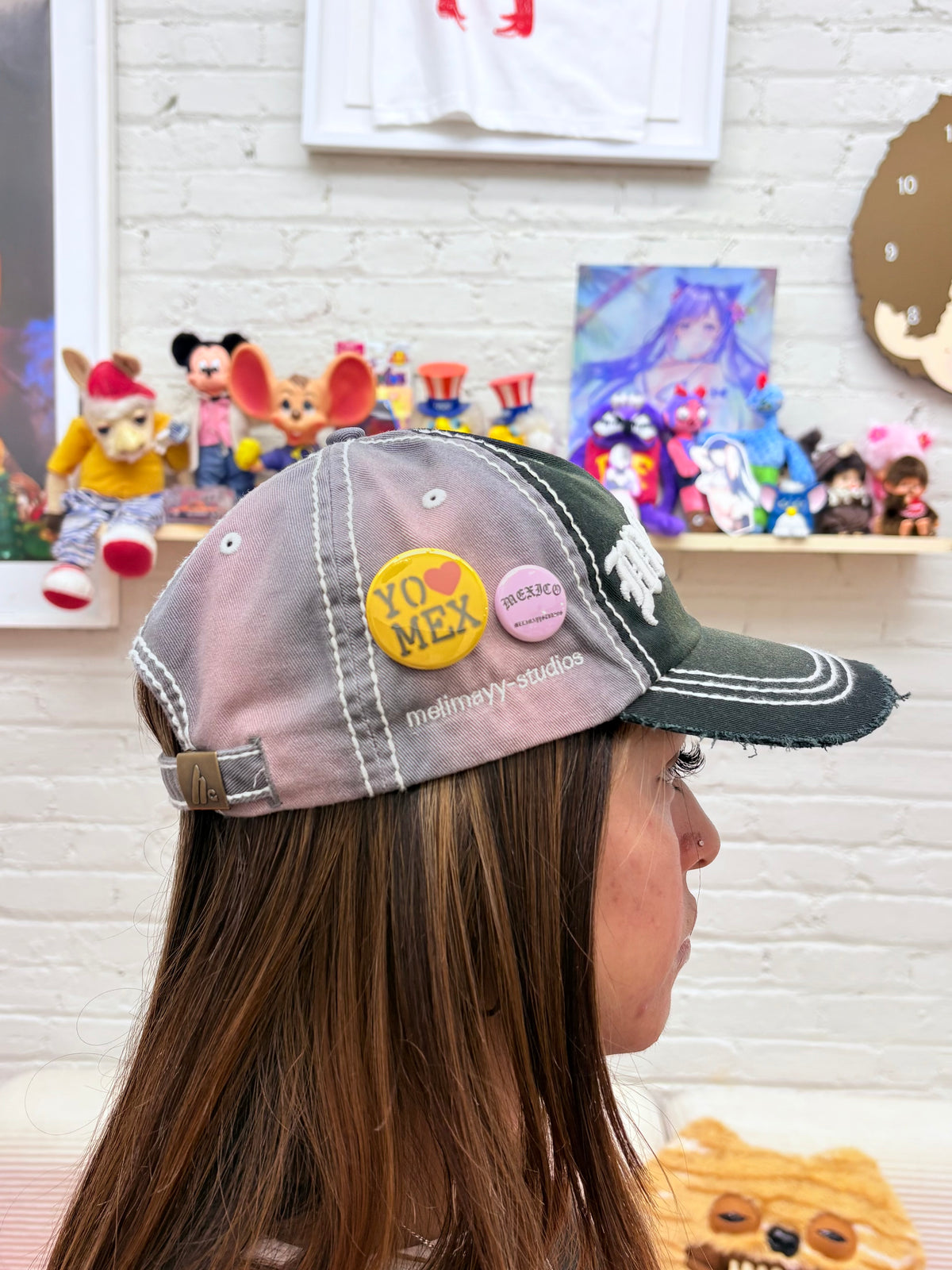 Black distressed Mexico hat