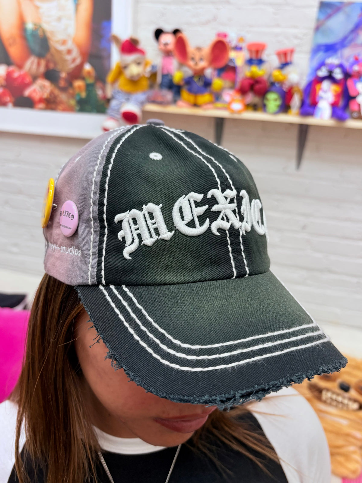 Black distressed Mexico hat