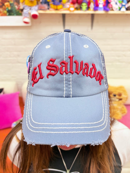 Blue distressed El Salvador hat